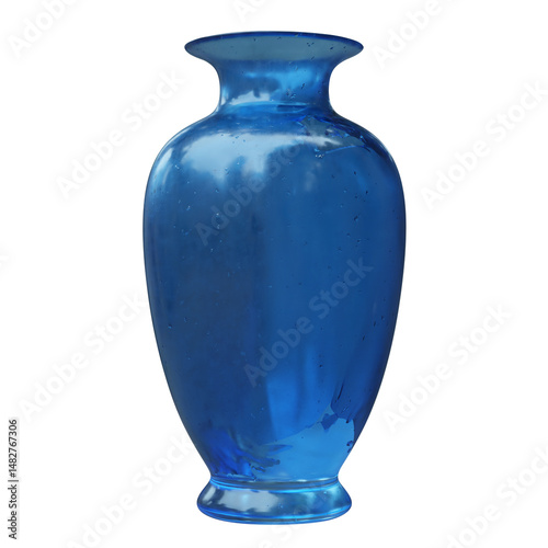 Glass vase isolated on white, transparent. Decoration pot for interior design	