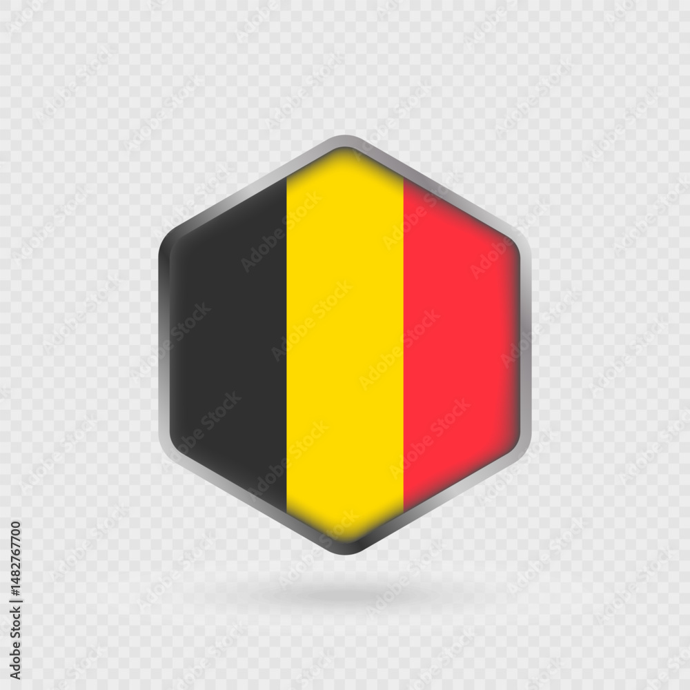 Fototapeta premium Belgium flag icon in hexagon shape.