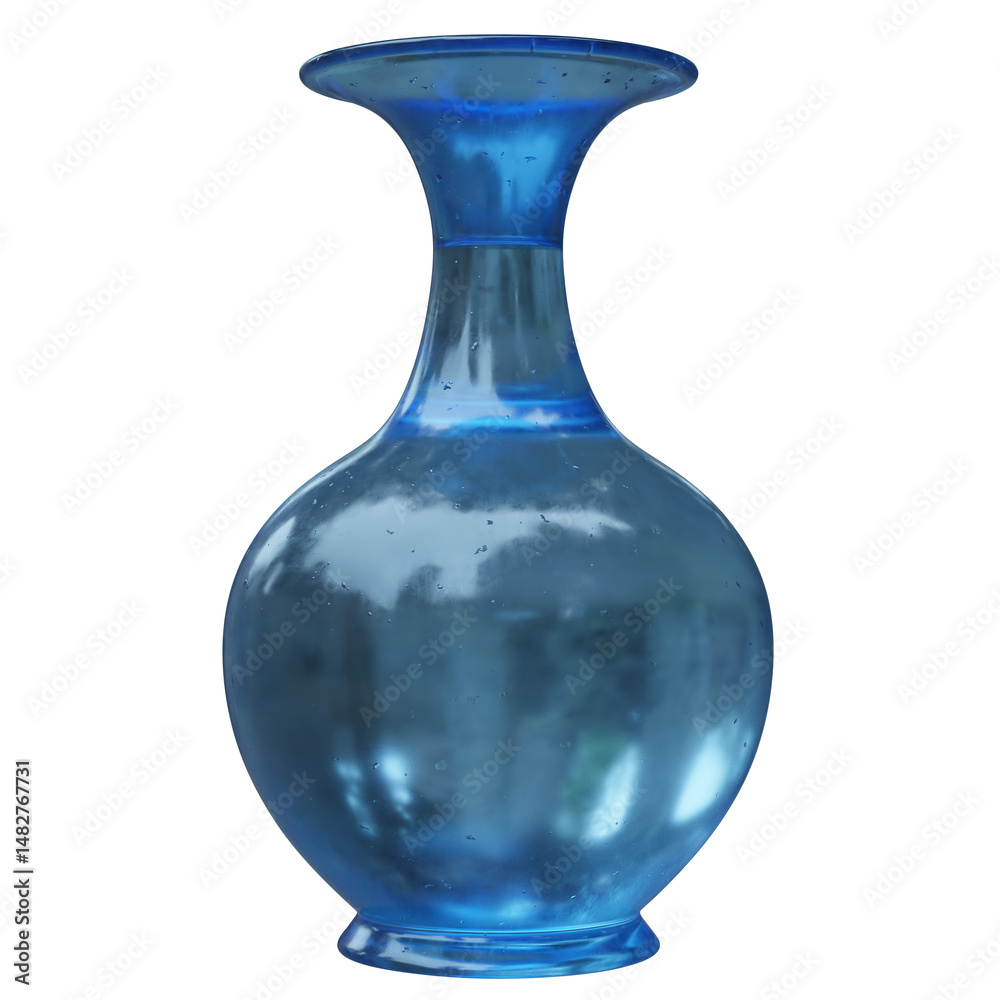 Glass vase isolated on white, transparent. Decoration pot for interior design