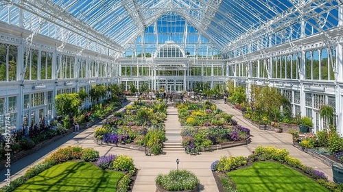 Wallpaper Mural Glasshouse garden springtime floral display, sunny day Torontodigital.ca