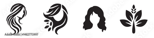 Salon hairstyle icon collection. Woman hair vector icon. Hairstyles with Faceless Silhouettes.  Vector illustration eps 10
