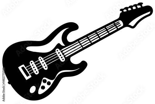 Unique Electric Guitar Icon Vector Illustration Showcasing a Classic Design in Black