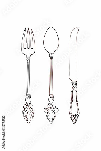 Elegant Royal Utensils Displayed on a Simple Background Showcase Exquisite Craftsmanship