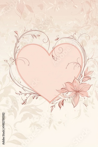 Vector wedding postcard design featuring a floral heart with delicate embellishments for romantic celebrations