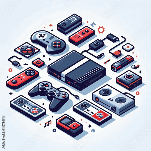 console, gaming, gamepad, joystick, game, entertainment, play, controller, technology, digital, gamer, video, device, control, fun, computer, illustration, vector, design, equipment, retro, joy, graph