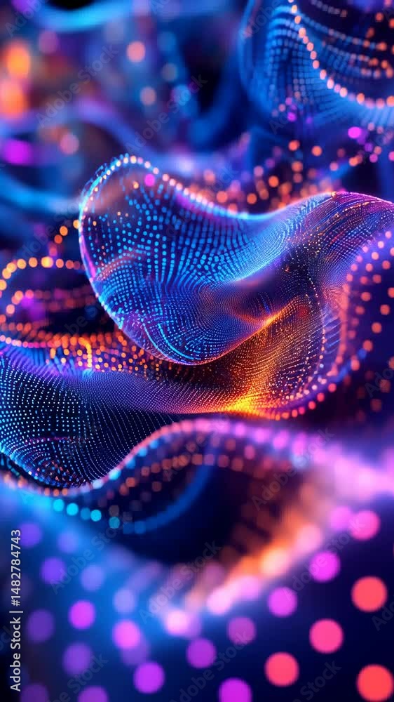 Vibrant neon waves: dynamic flow of colorful dots and light patterns Vibrant neon waves: dynamic flow of colorful dots and light patterns