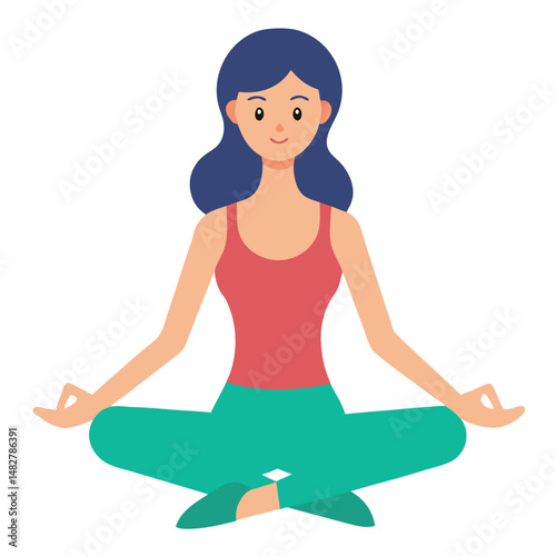 yoga exercise female clipart  illustration