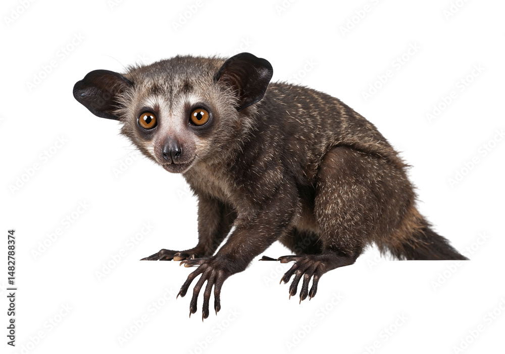 Fototapeta premium Aye-aye Lemur on White Background