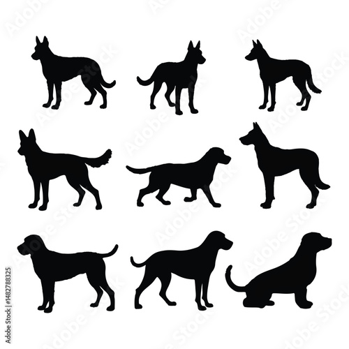 Dog silhouettes vector