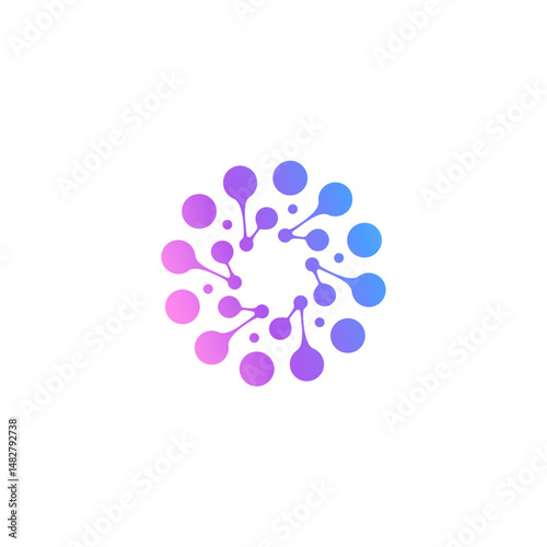 molecule, abstract neuron logo biology science icon, floral
