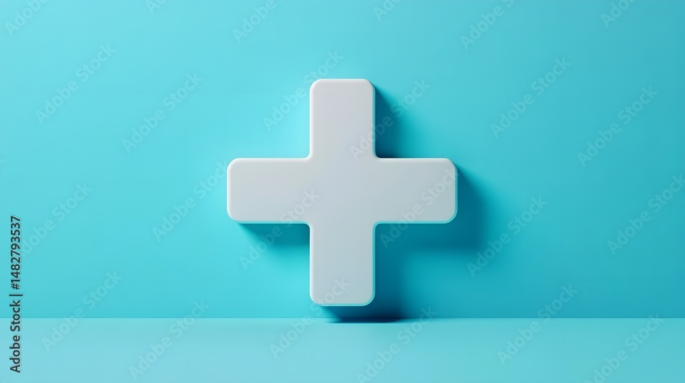 Obraz premium Plus sign with soft blue gradient background