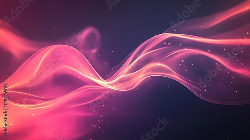 Abstract pink wave with glowing particles