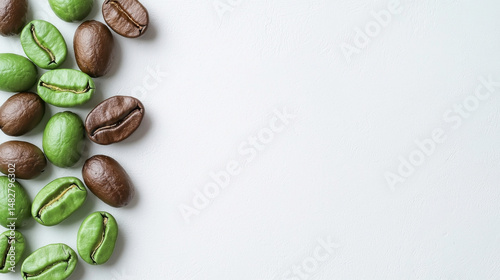 Wallpaper Mural Freshly roasted coffee beans arranged artfully on a light background. Torontodigital.ca