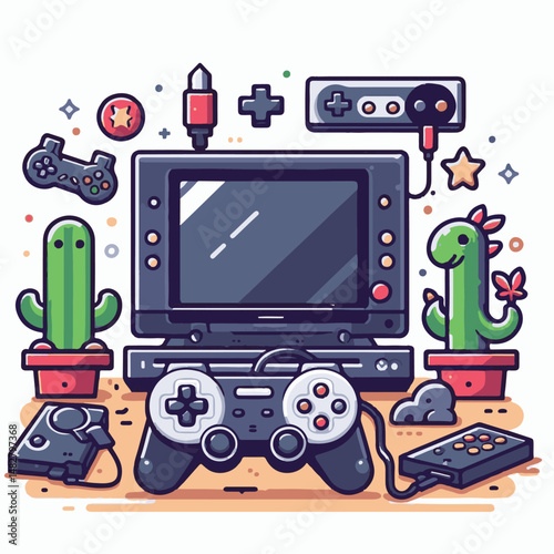 console, gaming, gamepad, joystick, game, entertainment, play, controller, technology, digital, gamer, video, device, control, fun, computer, illustration, vector, design, equipment, retro, joy, graph
