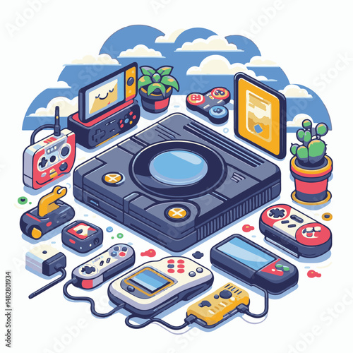 console, gaming, gamepad, joystick, game, entertainment, play, controller, technology, digital, gamer, video, device, control, fun, computer, illustration, vector, design, equipment, retro, joy, graph