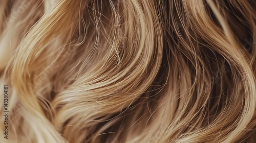 Close-up of flowing blonde hair with subtle highlights and soft,