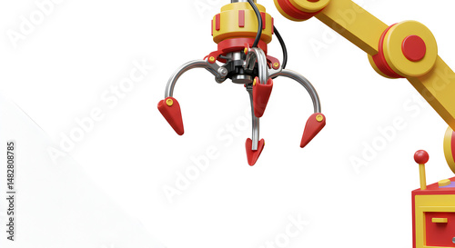 Animated Toy Claw Machine with Yellow and Red Colors Isolated on White Background
