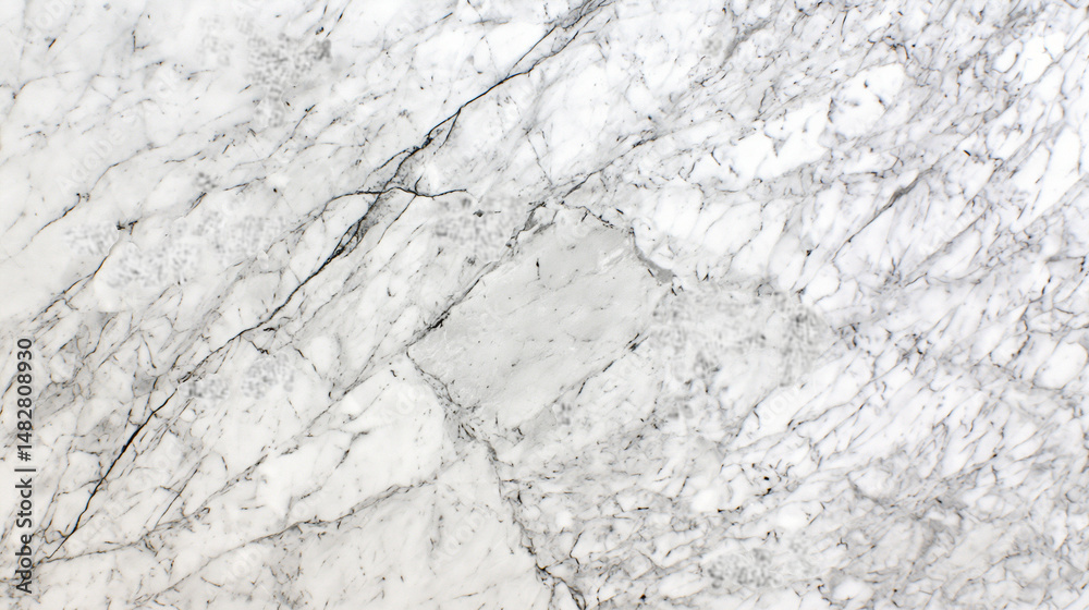 Fototapeta premium White Carrara marble with light gray webbing, seamless, clean and minimalist, surface texture, perfect lighting, 8k, ai generated