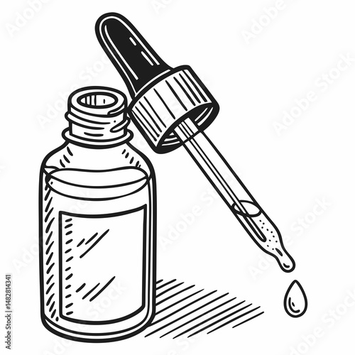 Vector hand drawn doodle sketch oil essence bottle with dropper isolated on white background