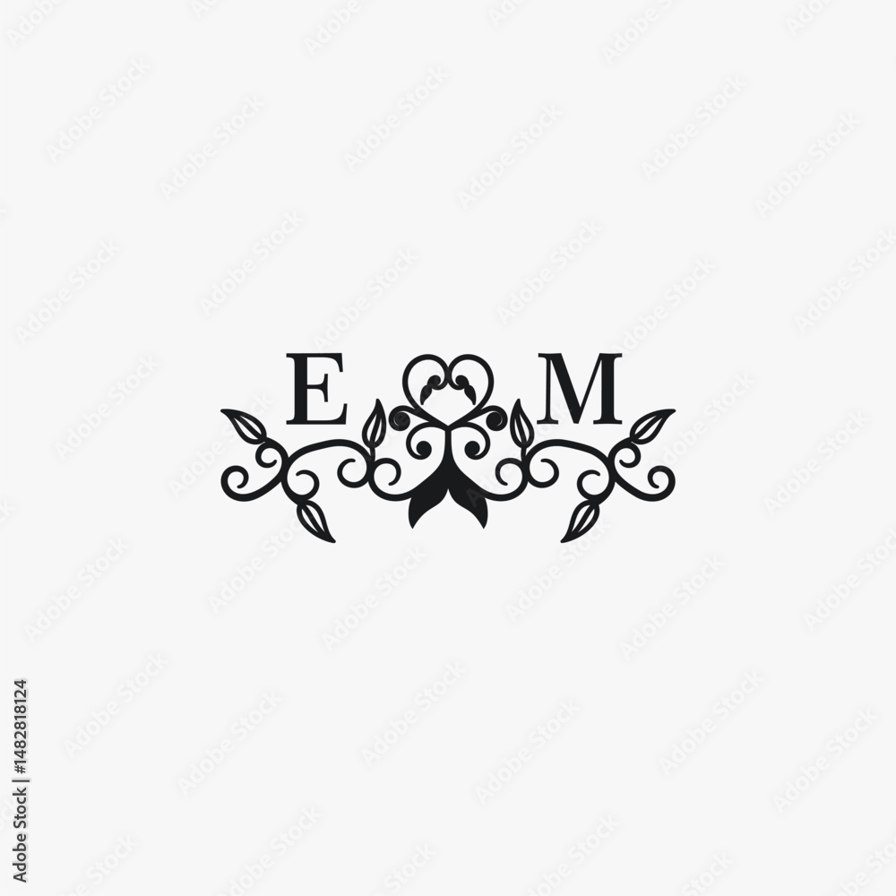 EM Initials Wedding Logo Vector Art Icons and Graphics EM Initials Wedding Logo Vector Art Icons and Graphics