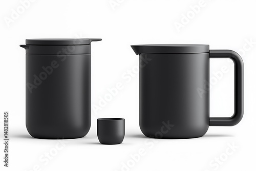 Sleek Black Coffee Carafe Set with Small Cup