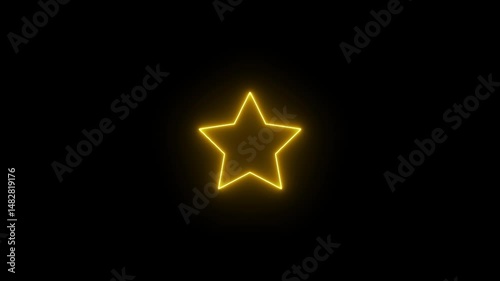 Neon light star frame loading icon background. Glowing neon star icon sign animation. neon lights line star background.