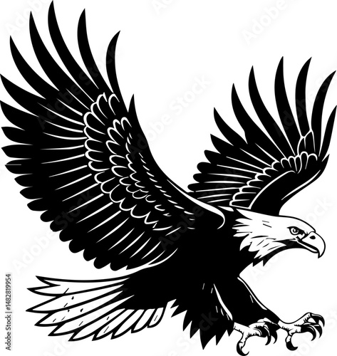  Soaring Bald Eagle Illustration - Powerful Bird of Prey