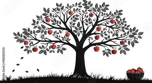Apple Tree Silhouette: Harvest Season