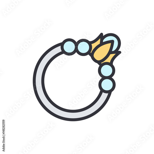 Stylized Ring Accessory With Ornamental Decoration On Transparent Display
