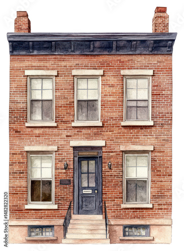PNG Vintage brick town house architecture illustration building.