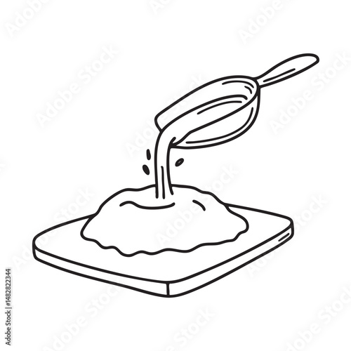 A tapioca flour sprinkled over a rolling board during dough making