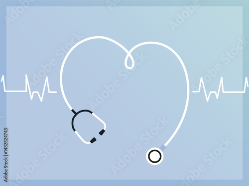 World health day heart stethoscope poster vector background