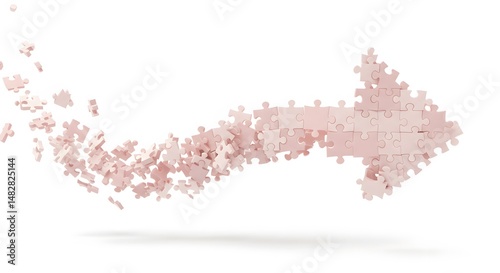 Puzzle arrow direction concept strategy solution teamwork success jigsaw pieces symbol forward path