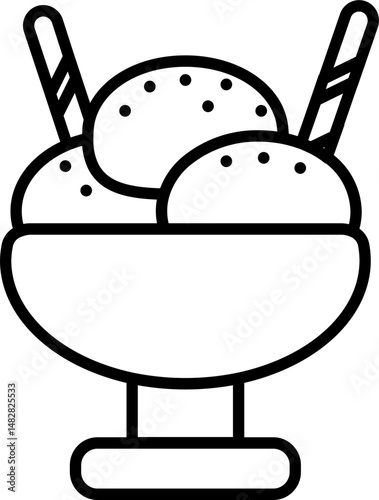 Ice cream sundae icon – dessert vector outline
