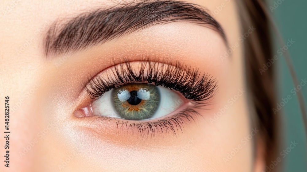 Obraz premium Close-up of woman's eye with false lashes and makeup