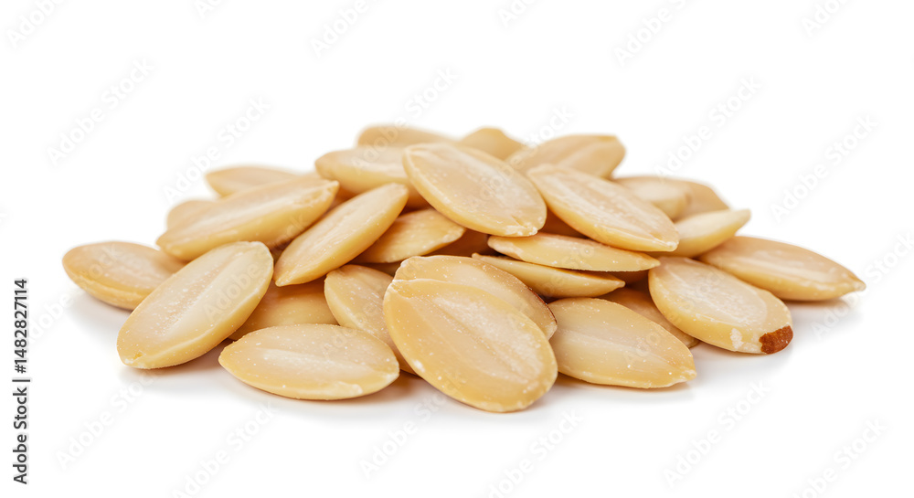 Close Up of Salted Peanuts on White Background with Shallow Depth of Field Close Up of Salted Peanuts on White Background with Shallow Depth of Field
