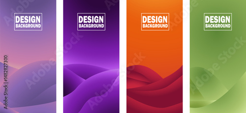  Vector set, colorful abstract wave gradient pattern background,suitable for cover, poster, website, business brochure, flyer, design vertical template, cover presentation, background, wallpaper