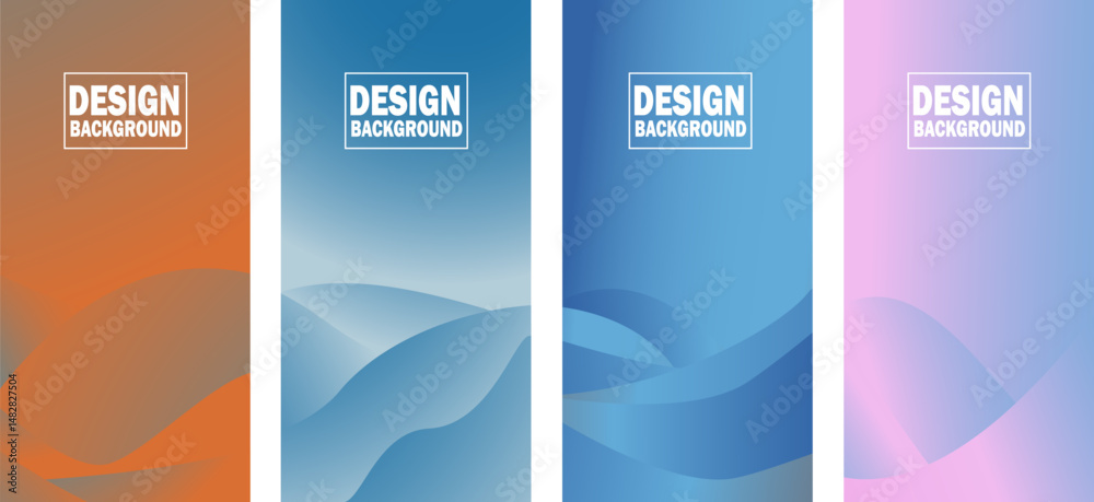 Fototapeta premium Vector set, colorful abstract wave gradient pattern background,suitable for cover, poster, website, business brochure, flyer, design vertical template, cover presentation, background, wallpaper