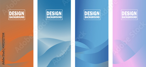  Vector set, colorful abstract wave gradient pattern background,suitable for cover, poster, website, business brochure, flyer, design vertical template, cover presentation, background, wallpaper
