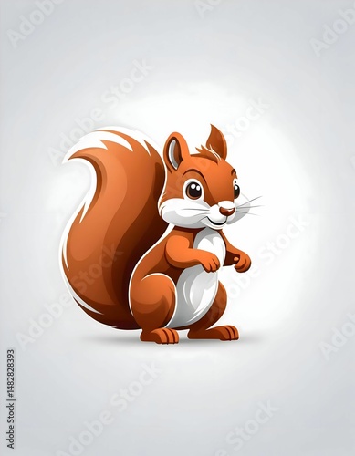 A cartoon illustration depicting a cute brown squirrel standing