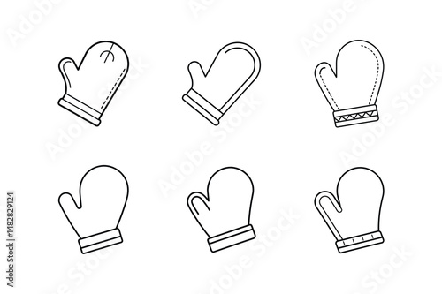 oven mitt icon line art vector illustration
