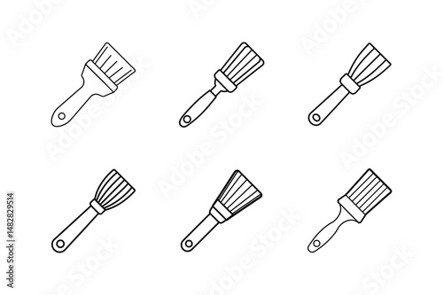 pastry brush line art vector illustration