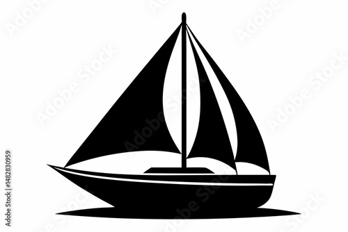 sailboat silhouette line art vector illustration with a white background