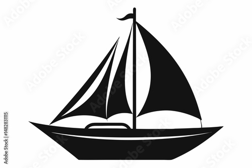 sailboat silhouette line art vector illustration with a white background