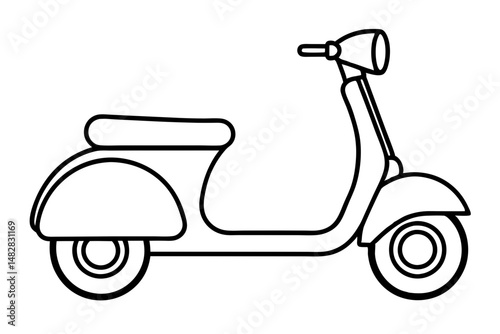 scooter silhouette line art vector illustration with a white background