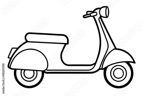 scooter silhouette line art vector illustration with a white background