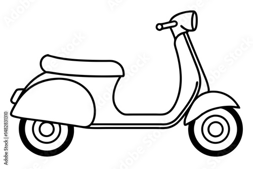 scooter silhouette line art vector illustration with a white background