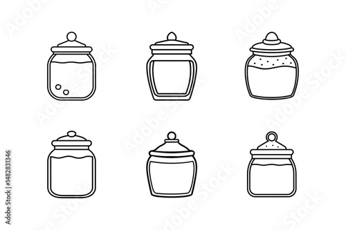 sugar jar icon line art vector illustration