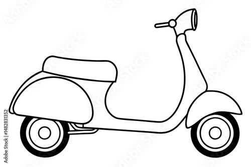 scooter silhouette line art vector illustration with a white background