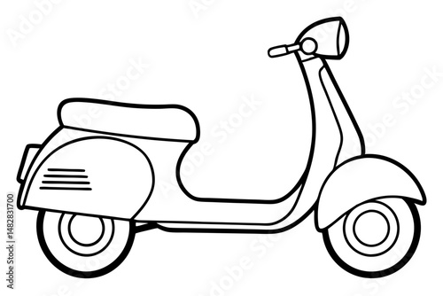 scooter silhouette line art vector illustration with a white background